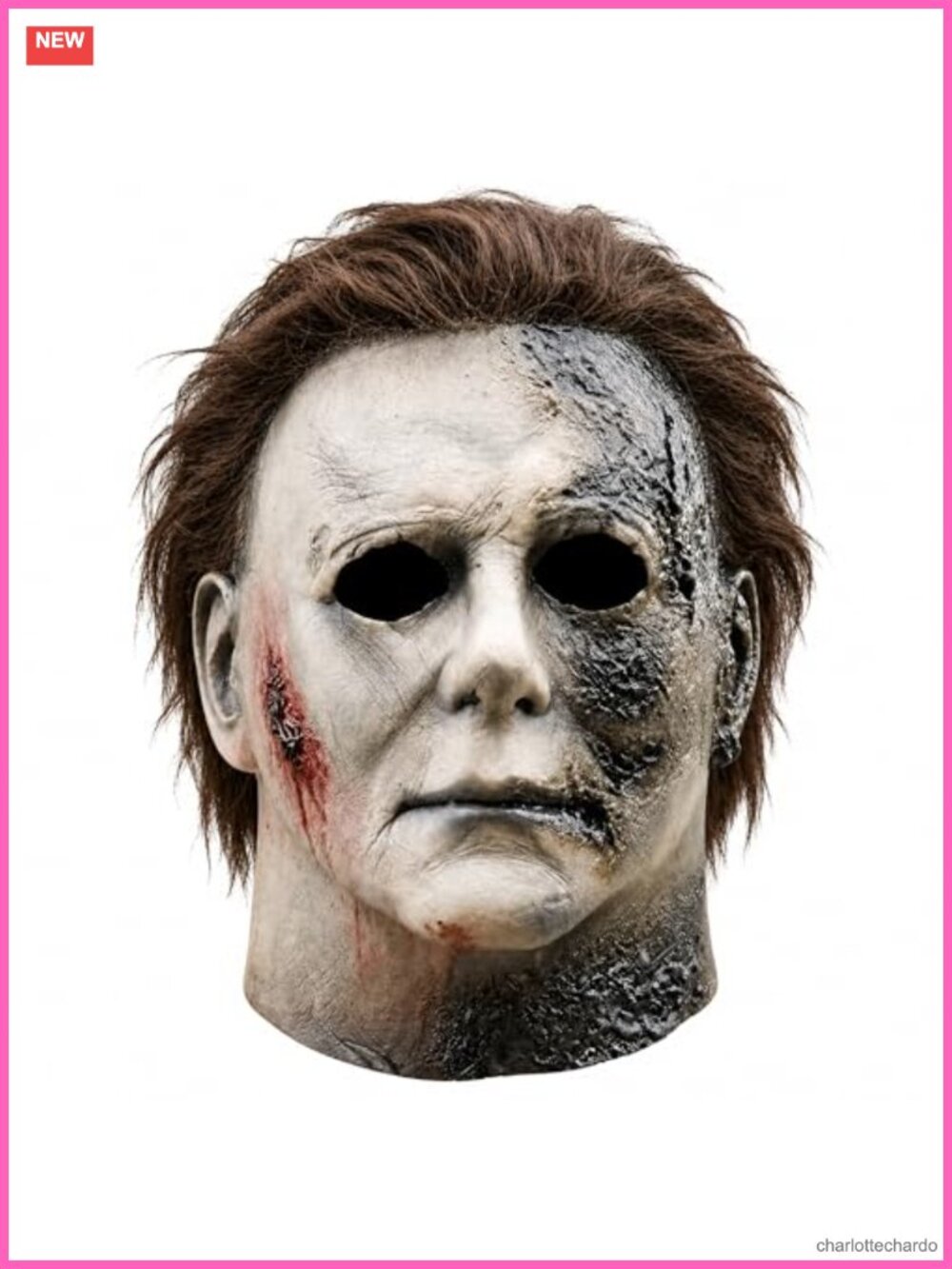 Adult Full Head Horror Mask Latex with Attached Brown Hair Halloween Cosplay